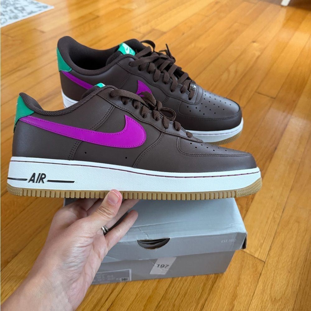 Nike Air Force 1 '07 "Baroque Brown/Vivid Purple/Stadium Green" Men's Shoe